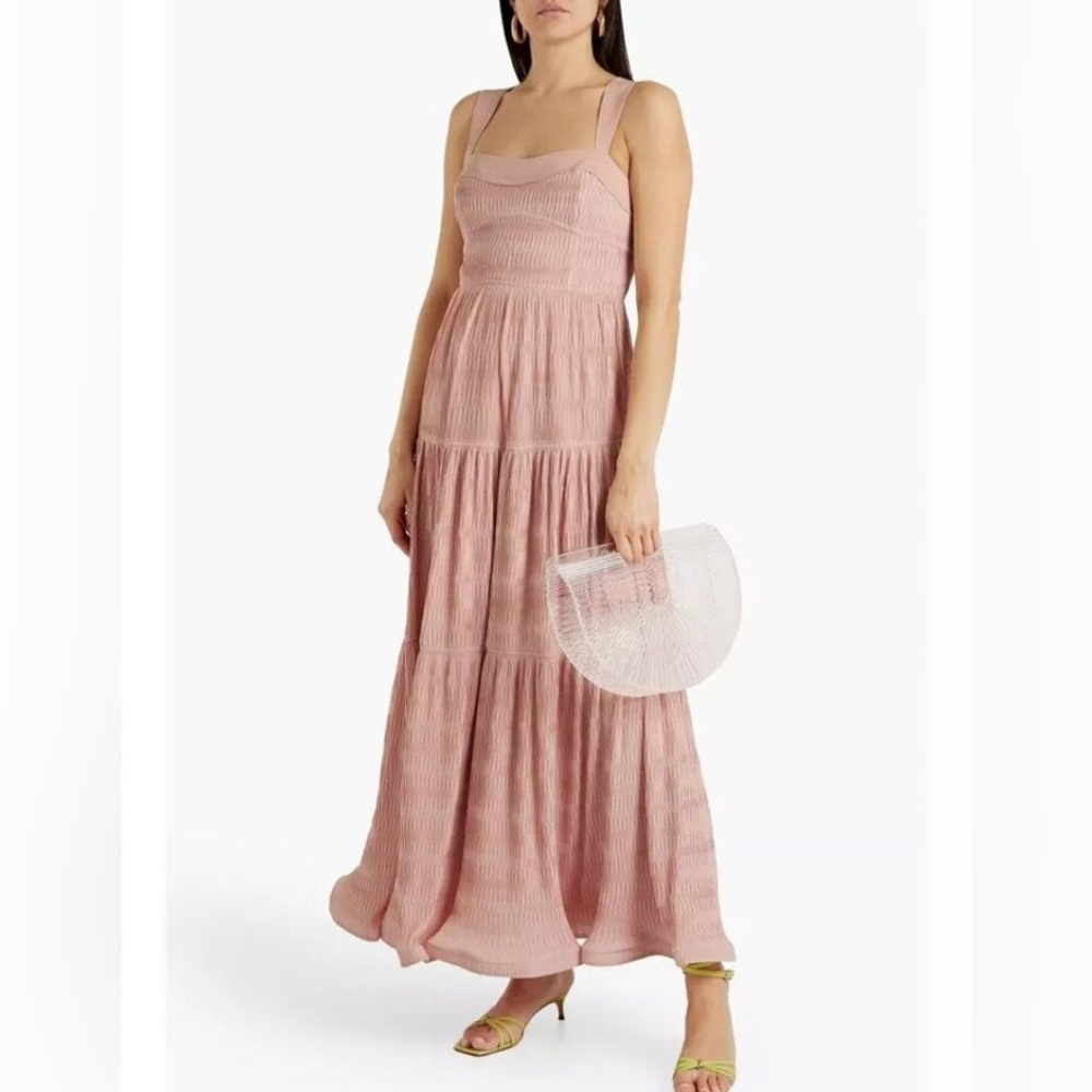 JONATHAN SIMKHAI Celleste Pink Plisse Midi Dress Size 2